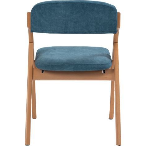 Sillas plegables acolchadas de madera azul, juego de 2 con funda extraíble (1/5)