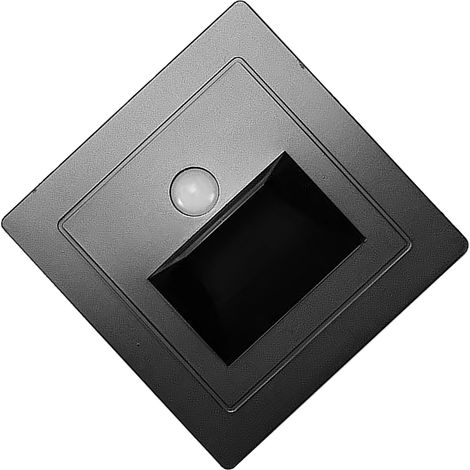 Lampe escalier à détection de mouvement ABS LED solaire encastrée pour terrasse marches clôture patio jardin allée noire lumière chaude 3000K (1/5)