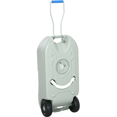 Réservoir d'eau portable 40 L sur roues pour camping – Bidon avec poignées, tuyau et robinet – Gris (37 x 23 x 80 cm)