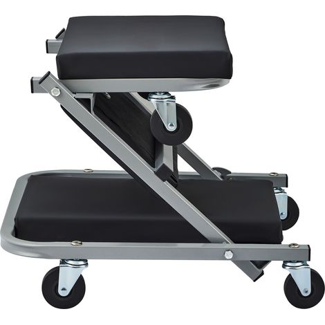 Siège Z-Creeper, chariot de mécanicien/tabouret pliable 2 en 1, capacité de 136 kg, profil bas, 6 roues, idéal pour garage, atelier, réparation automobile, position allongée ou assise, noir. (1/5)