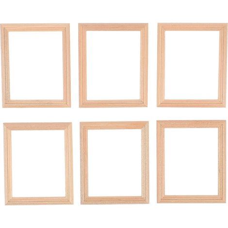 Lot de 6 cadres photo miniatures à l'échelle 1/12, décors artificiels en bois pour maison de poupée et univers miniature.-7.66.10.1cm (1/4)
