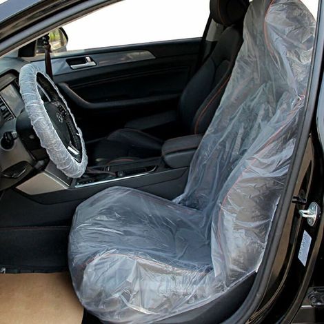 10pcs 14580cm Housse Plastique Jetable Transparente Bâche Couverture pour Protection Siège Auto Véhicule H2 (1/4)