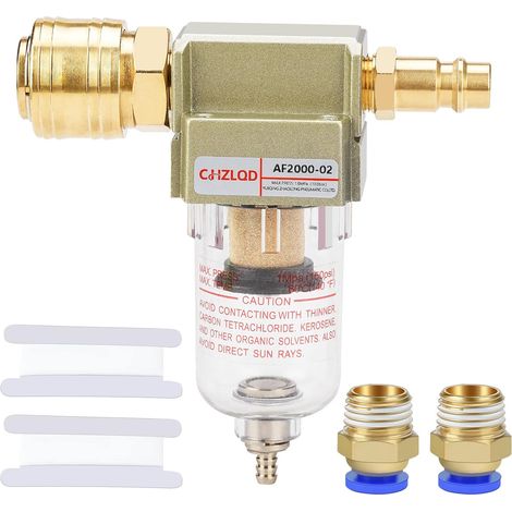 Filtre à Air Comprimé, 1/4 pouce Compresseur dair Séparateur Deau Comprimé avec Raccord Rapide pour - (1/5)
