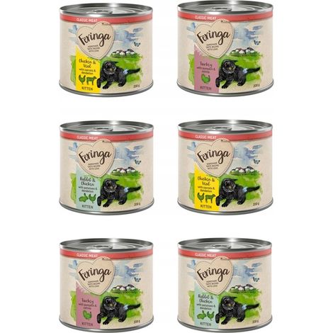 Feringa Classic Kitten Meat Menü Nassfutter für Katzen, Geschmacksmischung, 6 x 200 g