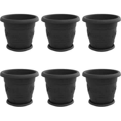 Maison Exclusive - Vasi per Piante 6 pcs Nero Ø 30 x 25 cm Plastica