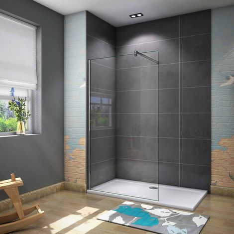 Walk In Parete Fissa Barra Stabilizzatrice Tagliabile 90cm Vetro 10 mm Temperato Trasparente Anticalcare 110x200cm (1/5)