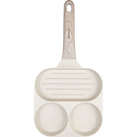 3-in-1 Marmorpfanne für Eier, Pfannkuchen, Pfannkuchengrill 18cm BEIGE KLAUSBERG KB-7818 (1/5)