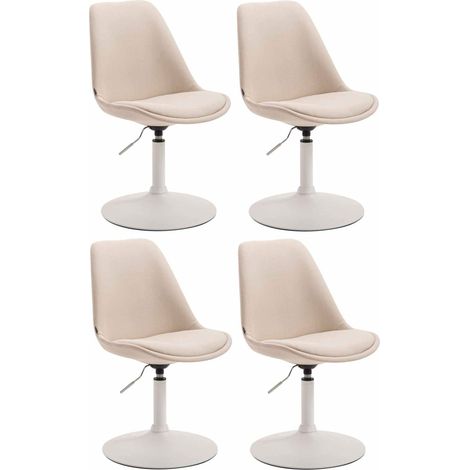 Conjunto de 4 sillas de comedor giratorias con altura regulable tapizado en tela color crema y patas de trompeta de metal blanco 100008451 (1/4)