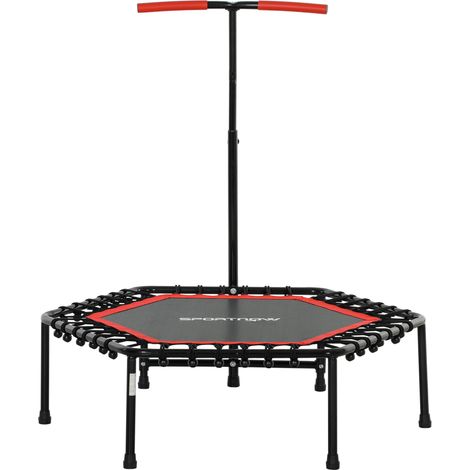 Trampolín Fitness 114x114x132 cm Mango Réglable 3 Niveaux Cadre Acier Rouge (1/5)