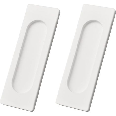 Lot de 2 poignées de porte coulissante rectangulaires autocollantes en alliage d'aluminium pour porte de grange coulissante, placard, armoire, tiroirs (blanc, 100 mm) (1/5)