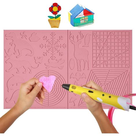 Stylo d'impression 3D  Trois Couleurs 3D Pad Silicone Modèle Base avec Motifs, résistant à la Chaleur 3D pour, Adultes, débutants (1/5)
