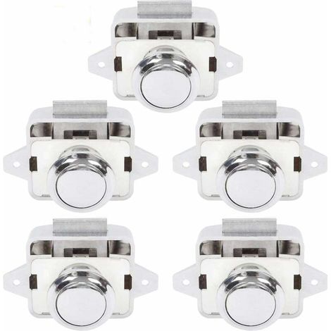 Bouton-poussoir pour camping-car, loquet à pression, bouton d'armoire pour camping-car, 5 pièces, argent (1/5)