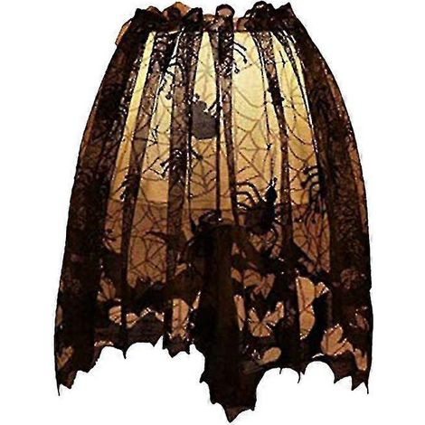 3-teiliges Halloween-Dekorationsset: Spinnennetz-Tischlampenschirm, Türvorhang für Partydekoration (1/2)