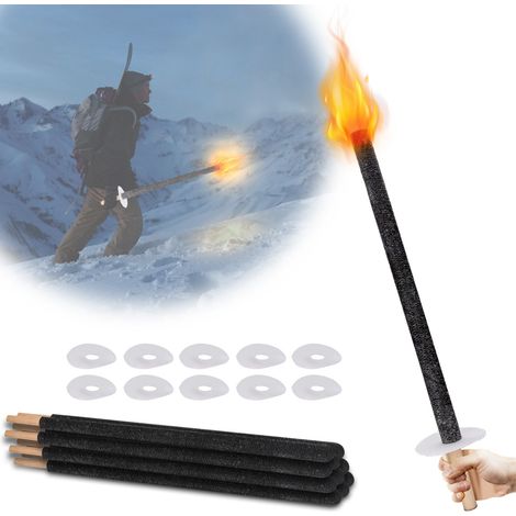 Wolketon Torce Torcia di cera con manico lungo Protezione della mano Torce da giardino Set 10 pezzi Tempo di combustione 45 min