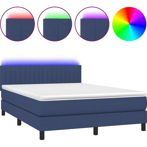 Maison Exclusive - Boxspringbett mit Matratze & LED Blau 140x200 (1/5)