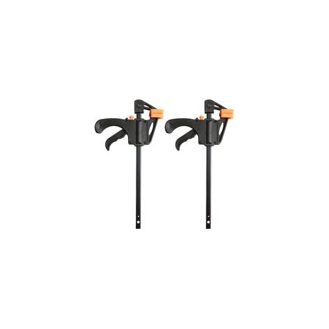 Lot de 2 serre-joints à barre en F de 10 cm avec poignée à cliquet à dégagement rapide pour le travail du bois et le bricolage. (1/5)