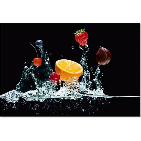 CRÉDENCE DE CUISINE Eau - Fruit - Orange - Fraise - Cerise - Noir 90x60 (1/5)