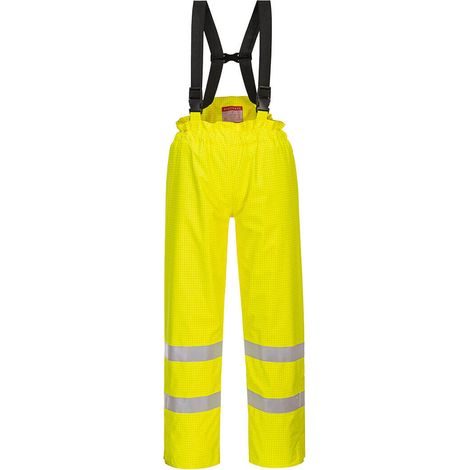 Pantalón de alta visibilidad Bizflame Rain - Resistente a la llama y antiestático / Amarillo / XXL