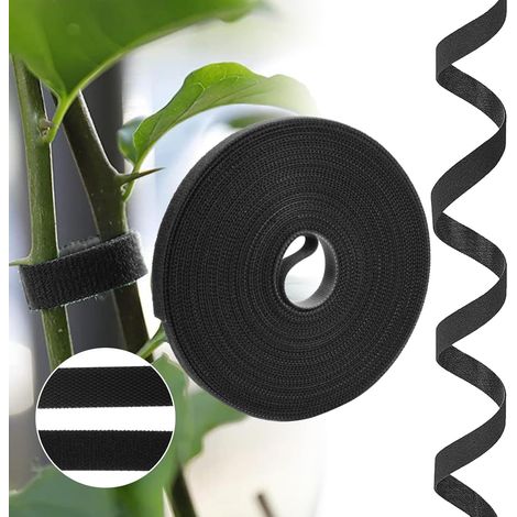 Kabelbinder, 10 m x 1,5 cm breit, für Gartenpflanzen, leicht zuschneidbar, für Zuhause, Büro und Gartenarbeit (Schwarz) (1/5)