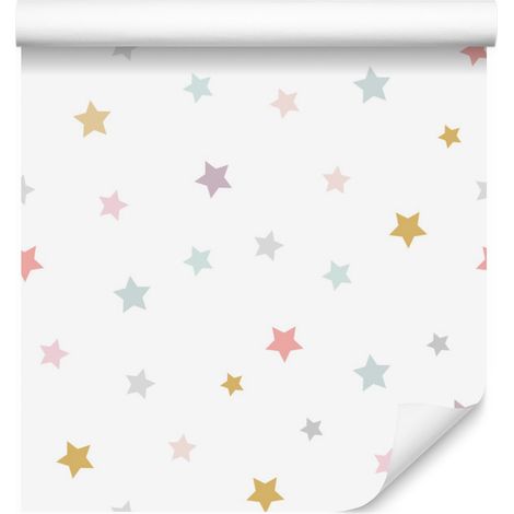 Papel pintado de estrellas de colores para salón y dormitorio, 50x1000 cm. (1/5)