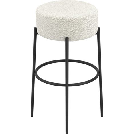 Anais Ivory Counter Stool - Boucle/Metal - L34 x W34 x H66 cm - Ivory/Black - Flat Pack