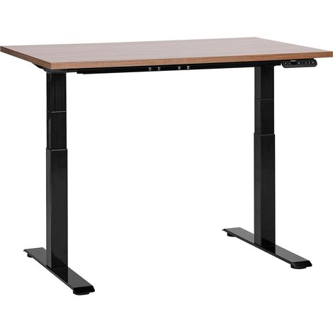 Scrivania regolabile in altezza elettricamente legno scuro e nero 120 x 72 cm DESTINES (1/5)
