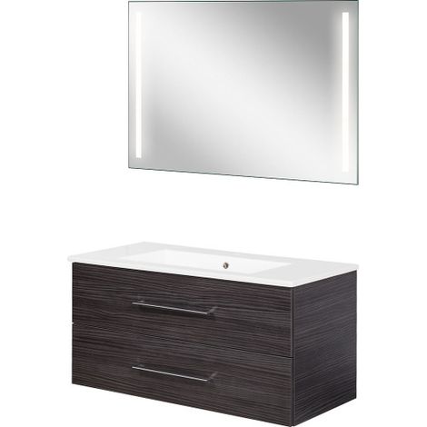 Fackelmann B.perfekt Badmöbel Set 3-teilig, 100 cm, Anthrazit, LED-Spiegel-09827 (1/5)