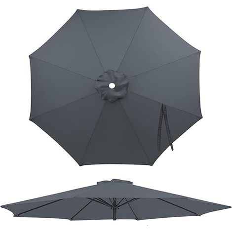 Toile De Parasol 8 Baleines 3.5m,Auvent De Remplacement pour Parasol Déporté Remplacement pour Cour, Protection UV 30+ Housse Rechange En Tissu,Gris (1/5)