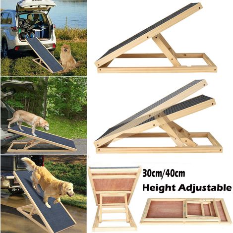 Dayplus – Rampe réglable pour chien et chat – 2 marches en bois de sapin – Capacité 150 kg – Tapis antidérapant pour sécurité