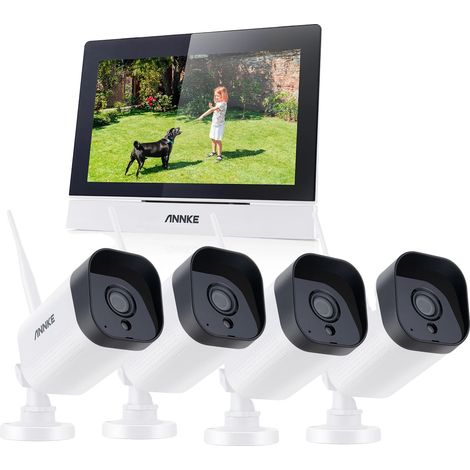 Système de vidéosurveillance sans fil, écran tactile de 7 pouces, audio bidirectionnel, 3MP 4PCS Caméra 64G (1/2)