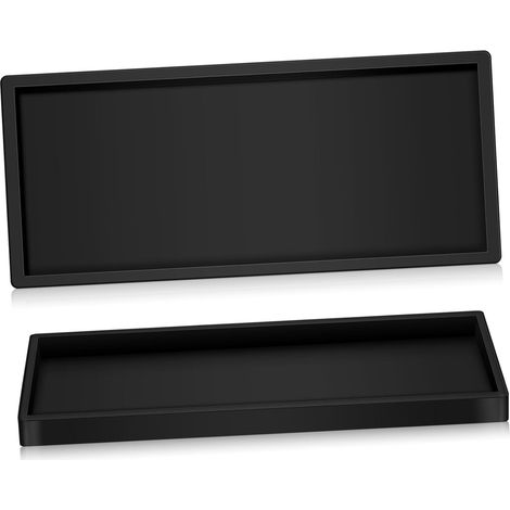 2pièces Plateaux Décoratifs de Salle de Bain à Poser sur Comptoir Lot de Silicone pour Coiffeuse et Toilettes Organisation Élégante de Flacons et Bijoux'-'- (1/5)