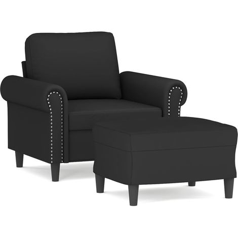 Fauteuil de Salon，Chaise，Fauteuil avec repose-pied Noir 60 cm Velours CFW113304 (1/5)
