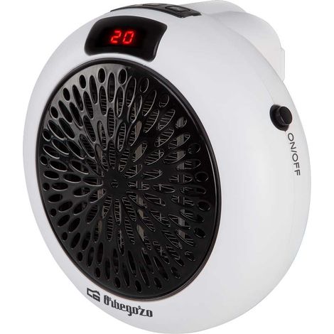 Mini calefactor cerámico de enchufe Orbegozo CR 4000, 2 velocidades, temporizador programable, termostato ajustable, sin cables, 600 W (1/4)