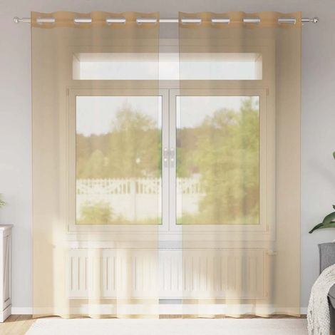 Voile Vorhänge mit Ösen 2 Stk. Sandfarbe