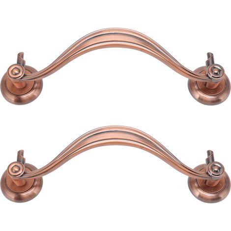 Poignée de porte antique style européen, grande poignée de porte rétro en alliage de zinc pour armoire, placard et tiroir 9815, bronze antique rouge, 305 mm (1/5)