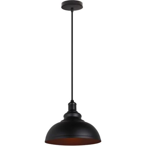 U-Do E27 Métal Retro Lustre Abat-jour Suspensions Luminaires Plafonniers Lampe Industriel Noir (1/4)