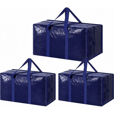Sac de déménagement grande capacité, bleu marine, carton d'emballage non tissé pour valises et couettes, rangement polyvalent 74 x 33 x 36 cm - Lot de 3 bleu marine (1/5)