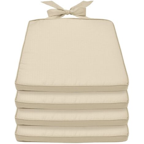 Beautissu Lot de 4 Galettes de Chaise Pia - Coussin Confortable coloré Idéal pour intérieur extérieur 45x40x5cm Nature Galette de chaise (1/5)