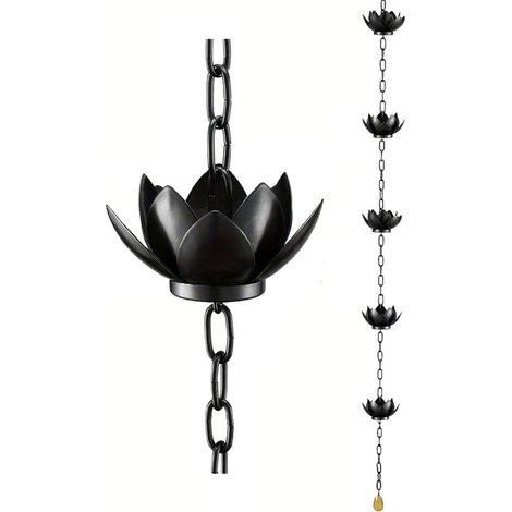 Chaine De Pluie - Chaine De Reception De Pluie Lotus Pour Gouttieres Extérieures - Détourne L'eau Vers Le Sol Ou Un Récipient - 200 Cm Réglable (1/5)