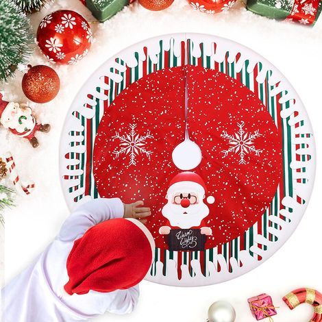 78cm Jupe de Sapin de Noël,Tapis de Sapin de Noël Rouge,Couvre-Pied de Sapin de Noël Motif Père Noël ,Couvre Pied Sapin Jupe d'arbre pour Décorations pour Arbres de Noël (1/5)