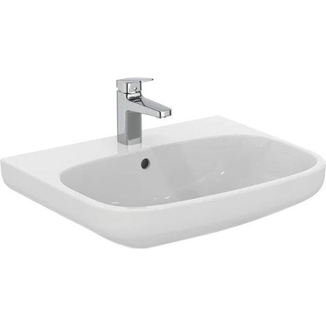 Ideal Standard I.LIFE A lavabo sospeso o da appoggio L.60 cm, monoforo, con troppopieno, colore bianco finitura lucido T451101 (1/5)