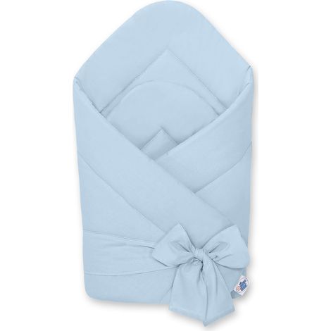 Écharpe de portage double face en coton doux avec liens - bleu