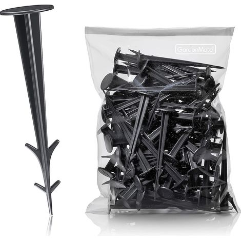 pack Of 100 Black Plastic Anchor Stakes 12cm Uv Resistant (1/5)