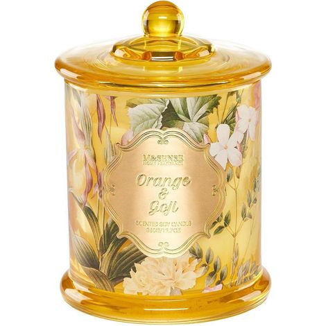 Bougie parfumée en verre Orange & Baie de Goji, cire de soja, 360g, 60+ heures de combustion