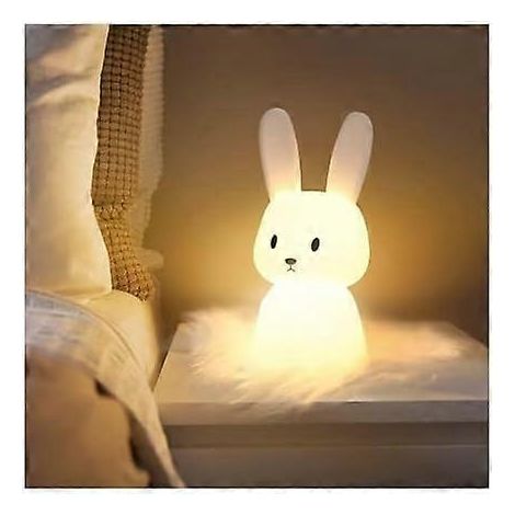 Veilleuse Bébé Lapin avec 7 couleurs d'éclairage, commande tactile, chargement USB, minuterie, lampe de chevet idéale pour la chambre d'enfant, cadeau jouet (1/5)