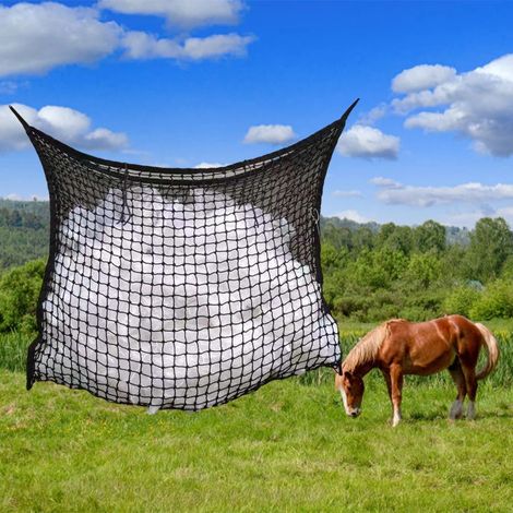 Filet à foin à distribution lente pour chevaux — Pour une alimentation et un pâturage continus — Très grand (160 x 100 cm) — Noir
