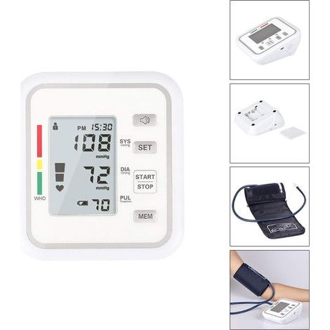 Tensiomètre électronique automatique pour le bras, avec commande vocale en anglais, couleur argent. (1/2)