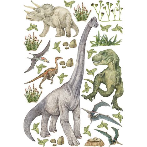 Stickers dinosaure dans la foret - 1 planche 42,5 x 65 cm (1/5)