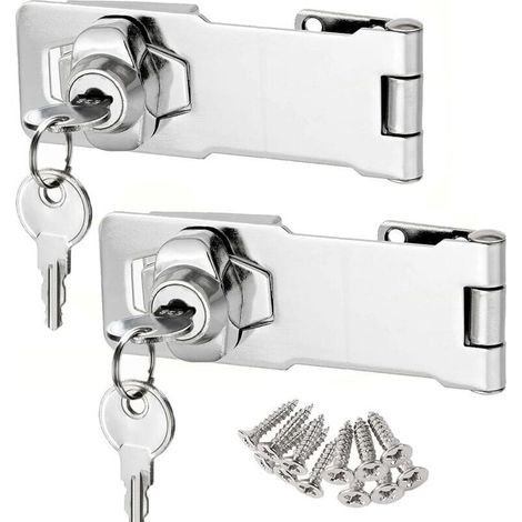 Cadenas à loquet en avec différentes clés, verrou de tiroir, d'armoire, armoire fermeture à clé de placard, moraillon de verrouillage,de boîte aux lettres, fermoir cadenas (3 Inch - 2PCS) (1/4)