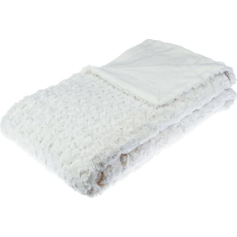 Plaid Bouclette Kunstpelz - ecru 180 × 230 cm